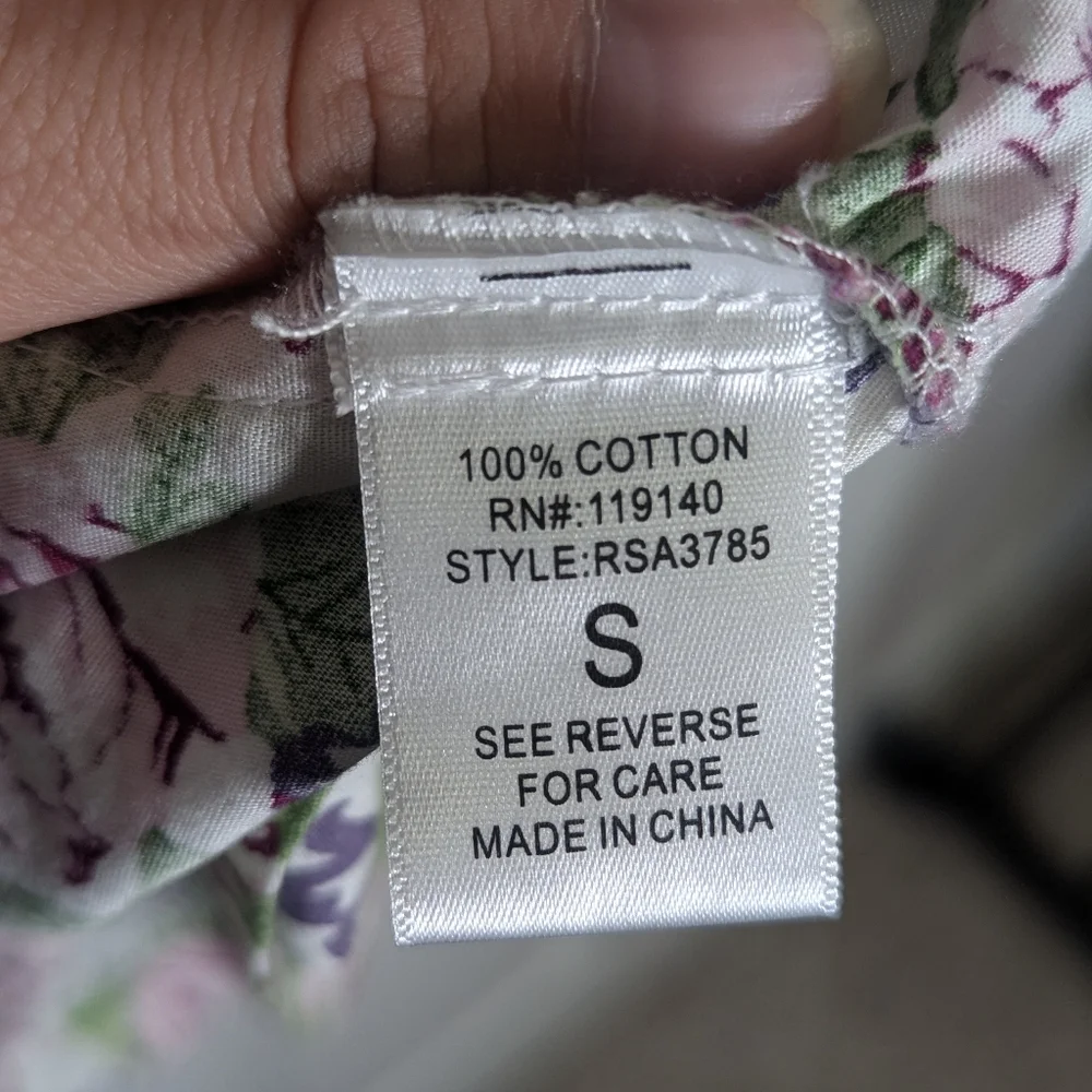 Cottagecore Floral Button Front Sundress Smocked Back Cotton Mini Dress S - Picture 4 of 4